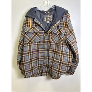 Legendary Whitetails Shacket Men's XL Gray Plaid Flannel Shirt Jacket Lined Hood